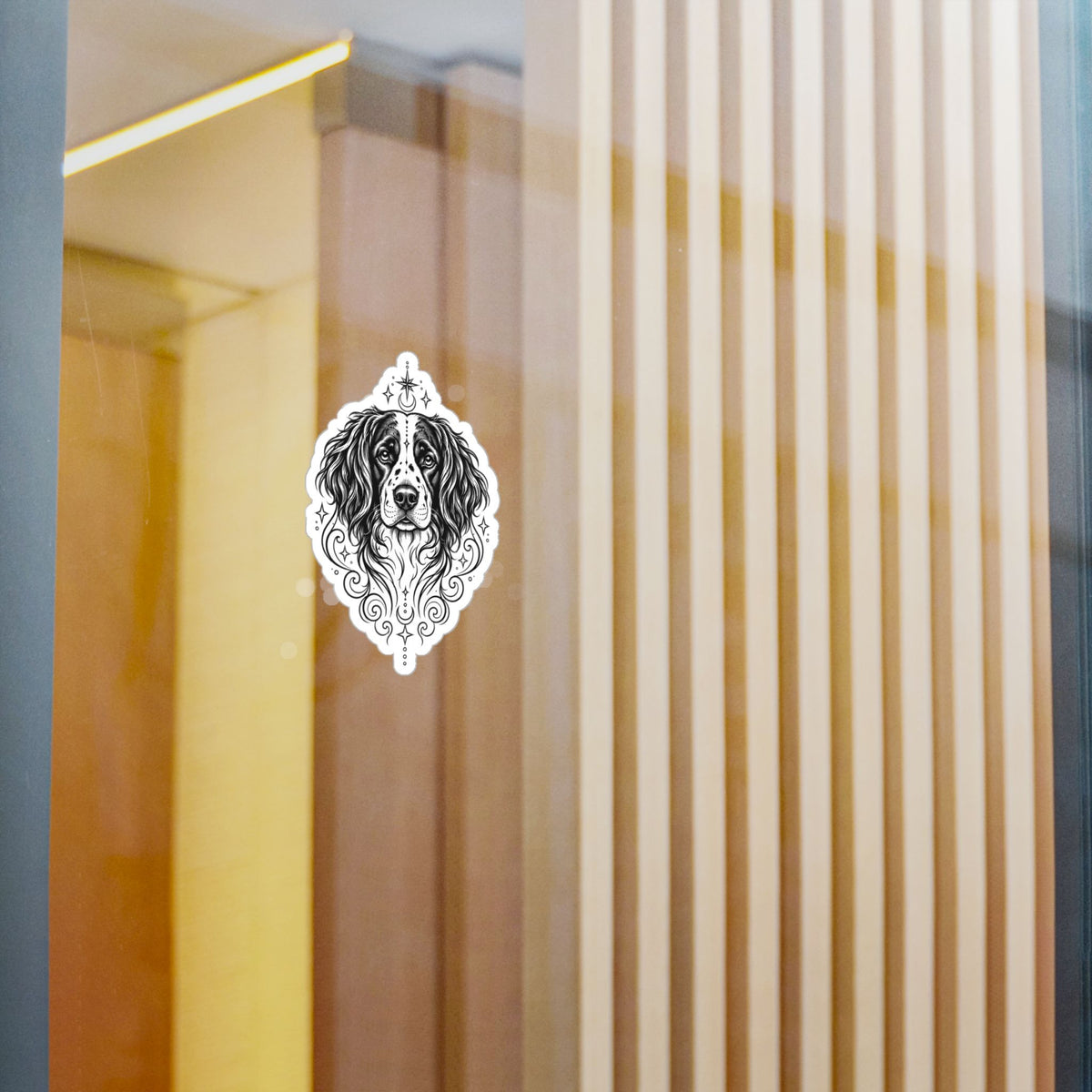 Mystical Stabyhoun Line Art Kiss-Cut Vinyl Sticker — Decorative Dog Portrait Decal