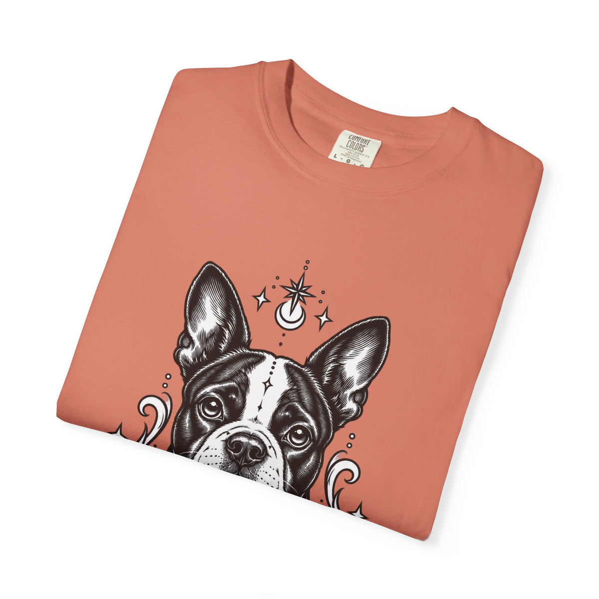 Mystical Boston Terrier Line Art T-Shirt — Minimal Dog Portrait Tee