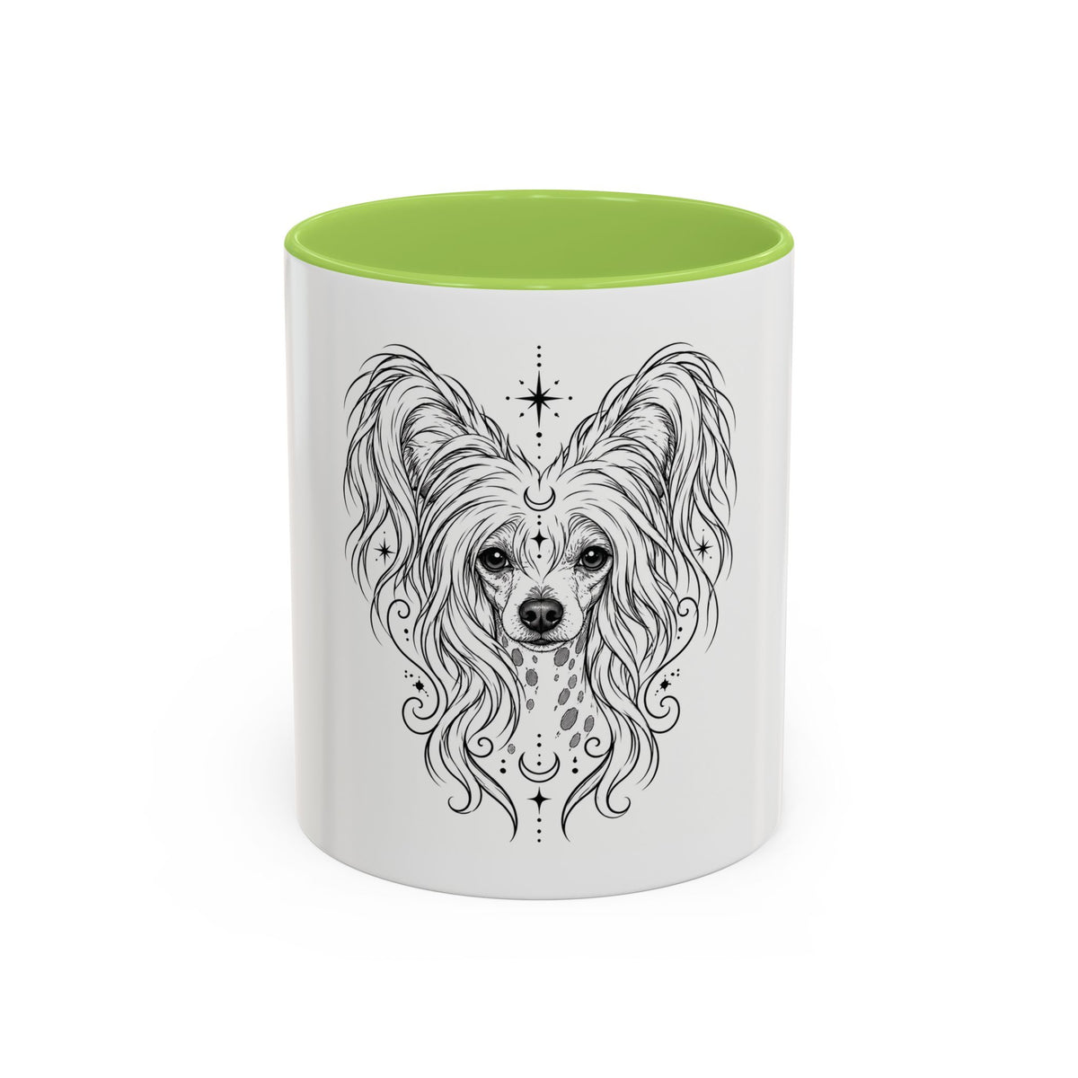 Mystical Chinese Crested Line Art Accent Coffee Mug – Mystical Dog Portrait 11/15oz