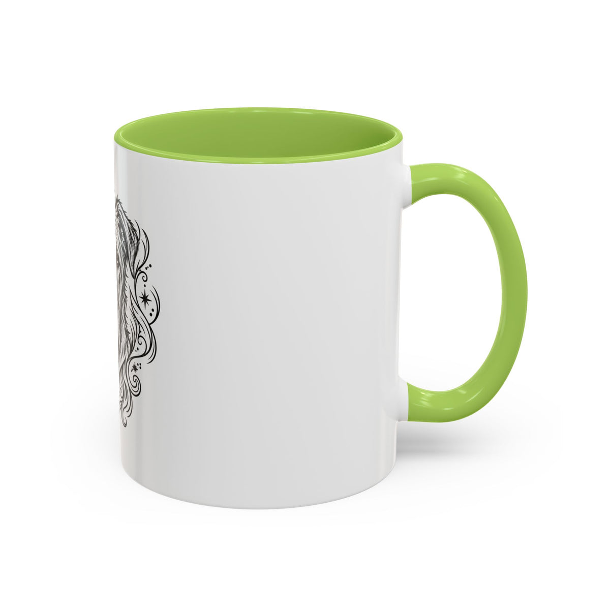 Mystical Irish Wolfhound Line Art Accent Coffee Mug – Mystical Dog Portrait 11/15oz