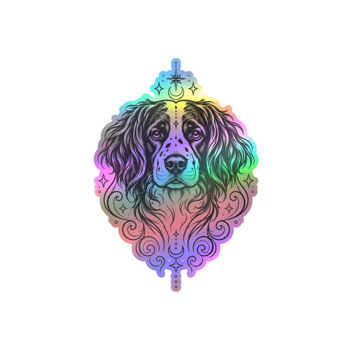 Mystical Stabyhoun Line Art Kiss-Cut Vinyl Sticker — Decorative Dog Portrait Decal