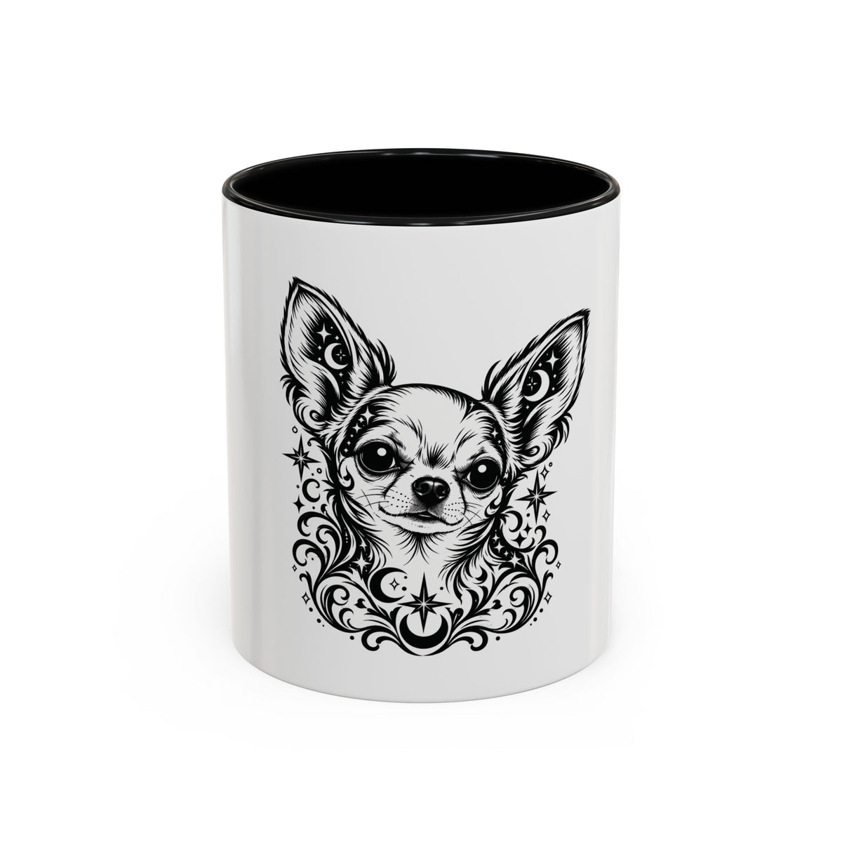 Mystical  Chihuahua SH Line Art Accent Coffee Mug – Mystical Dog Portrait 11/15oz