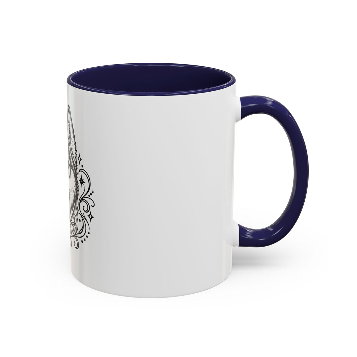 Mystical Siberian Husky Line Art Accent Coffee Mug – Mystical Dog Portrait 11/15oz
