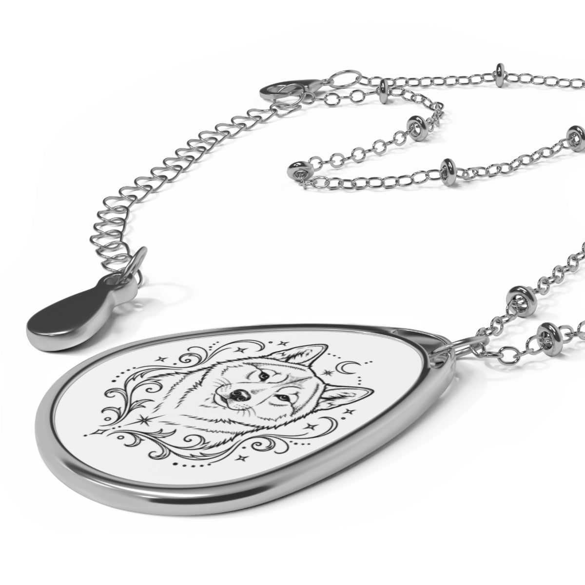 Mystical Shikoku Oval Necklace — Engraved Pet Memorial Pendant