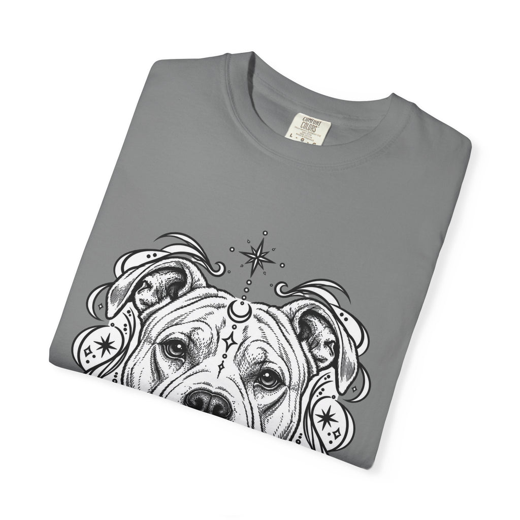 Mystical American Staffordshire Terrier Line Art T-Shirt — Minimal Dog Portrait Tee