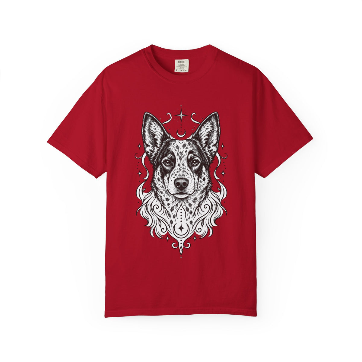 Mystical Australian Cattle Dog Line Art T-Shirt — Minimal Dog Portrait Tee