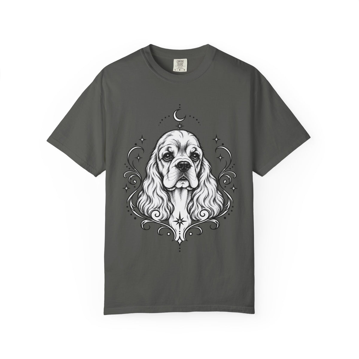 Mystical American Cocker Spaniel Line Art T-Shirt — Minimal Dog Portrait Tee