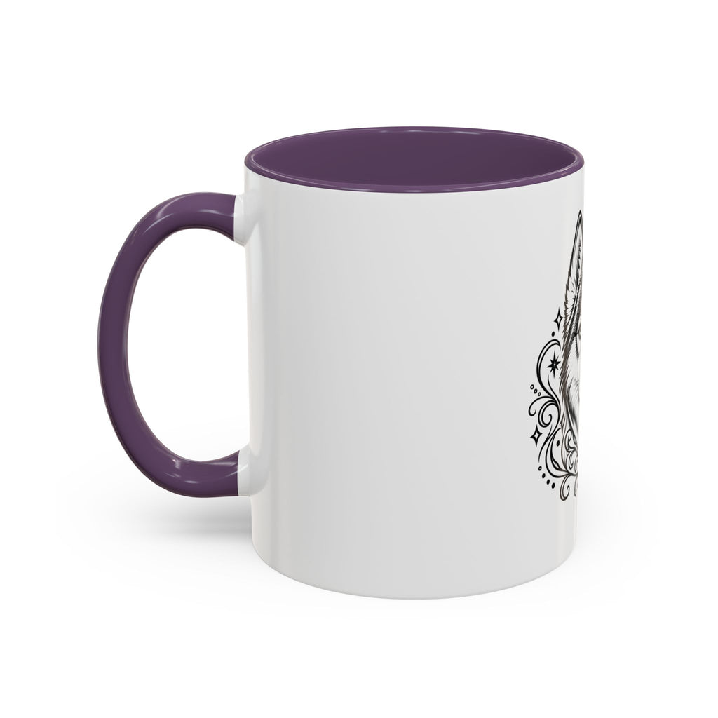 Mystical Siberian Husky Line Art Accent Coffee Mug – Mystical Dog Portrait 11/15oz