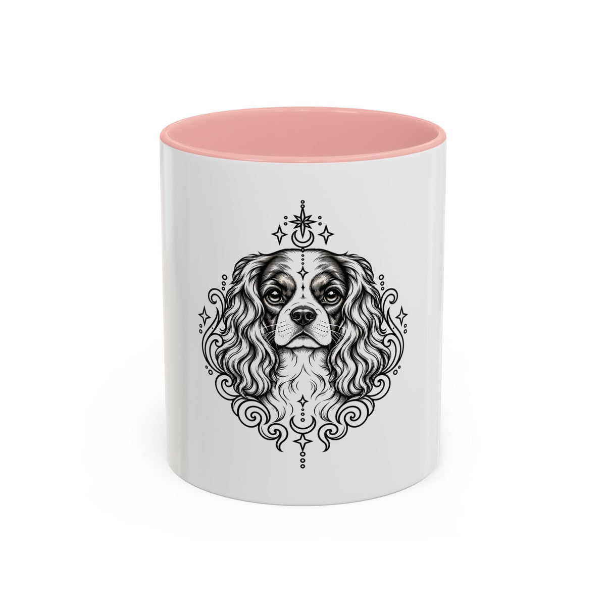 Mystical Cavalier King Charles Spaniel Line Art Accent Coffee Mug – Mystical Dog Portrait 11/15oz