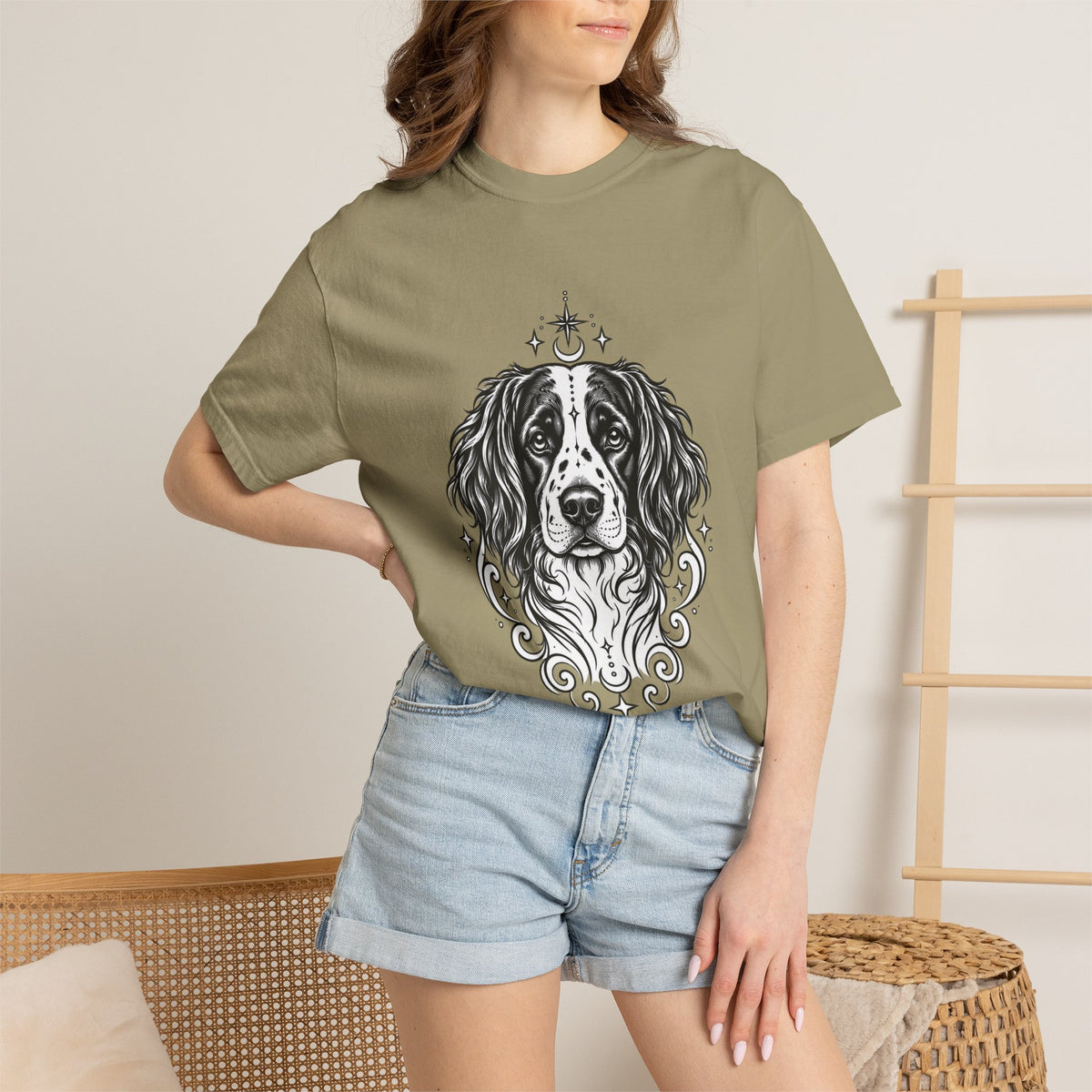 Mystical Stabyhoun Line Art T-Shirt — Minimal Dog Portrait Tee