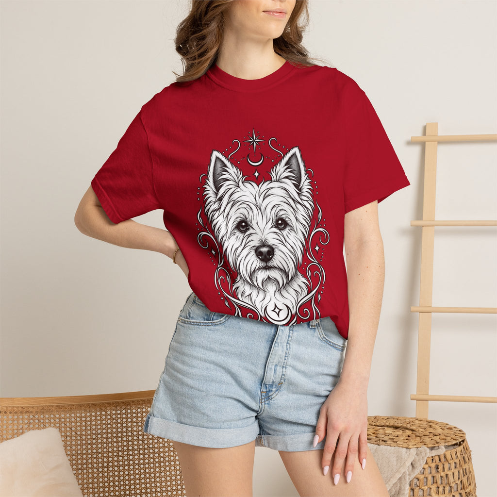 Mystical West Highland Terrier Line Art T-Shirt — Minimal Dog Portrait Tee