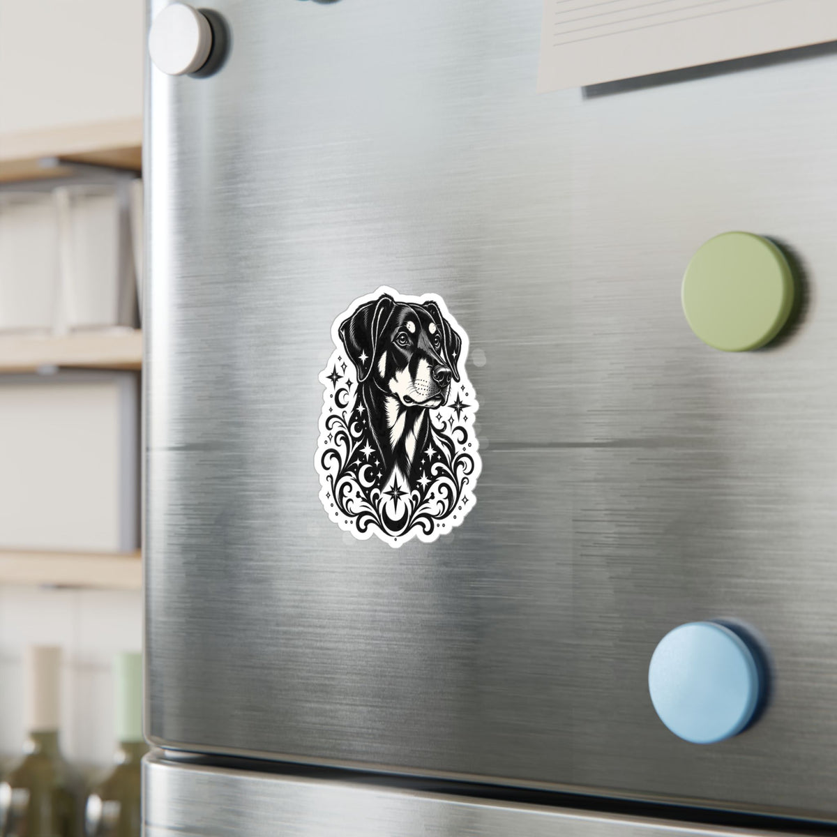 Mystical Beauceron NE FD Line Art Kiss-Cut Vinyl Sticker — Decorative Dog Portrait Decal