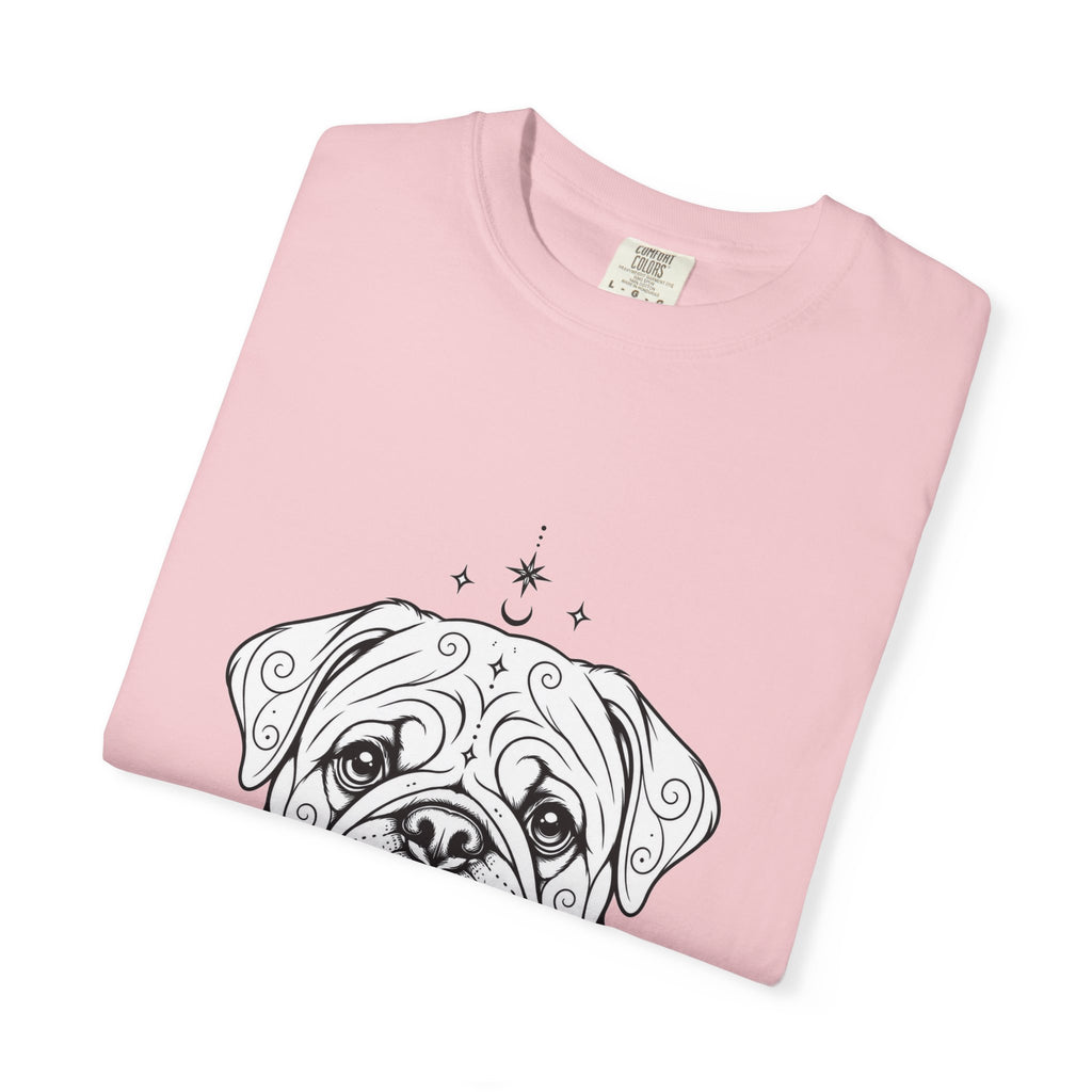 Mystical Pug Line Art T-Shirt — Minimal Dog Portrait Tee