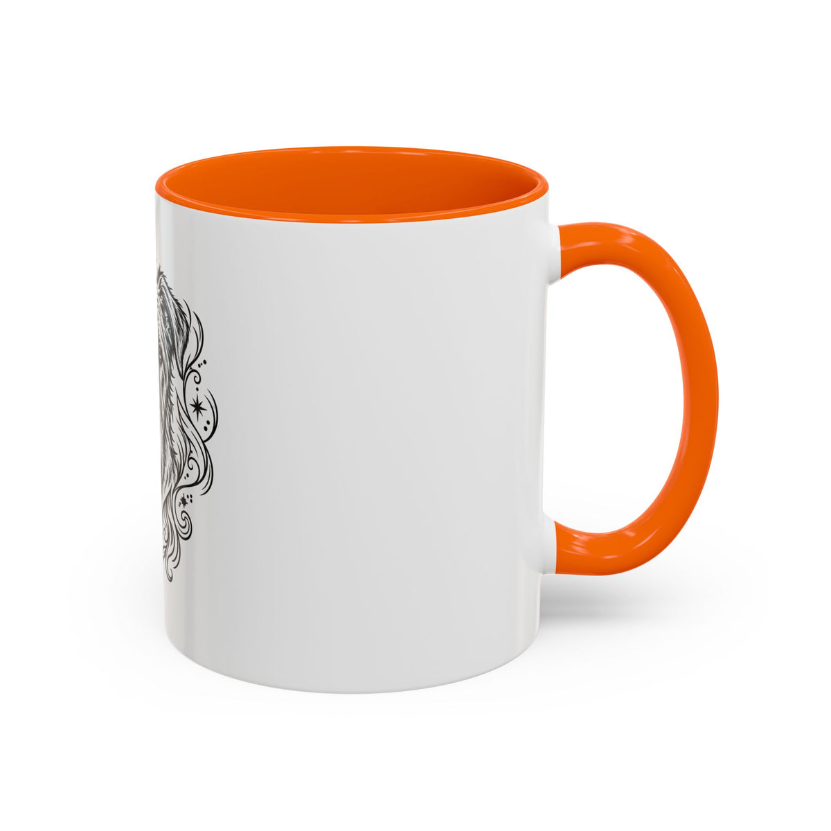 Mystical Irish Wolfhound Line Art Accent Coffee Mug – Mystical Dog Portrait 11/15oz
