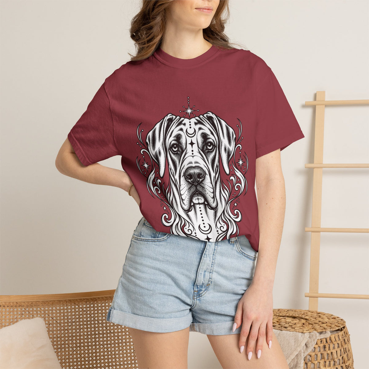 Mystical Wiredhaired Vizsla Line Art T-Shirt — Minimal Dog Portrait Tee