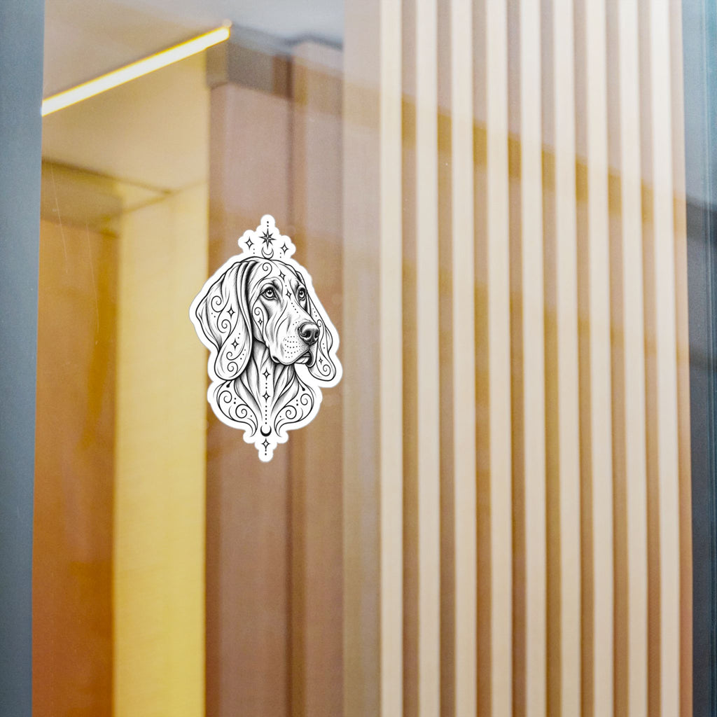 Mystical Weimaraner Line Art Kiss-Cut Vinyl Sticker — Decorative Dog Portrait Decal