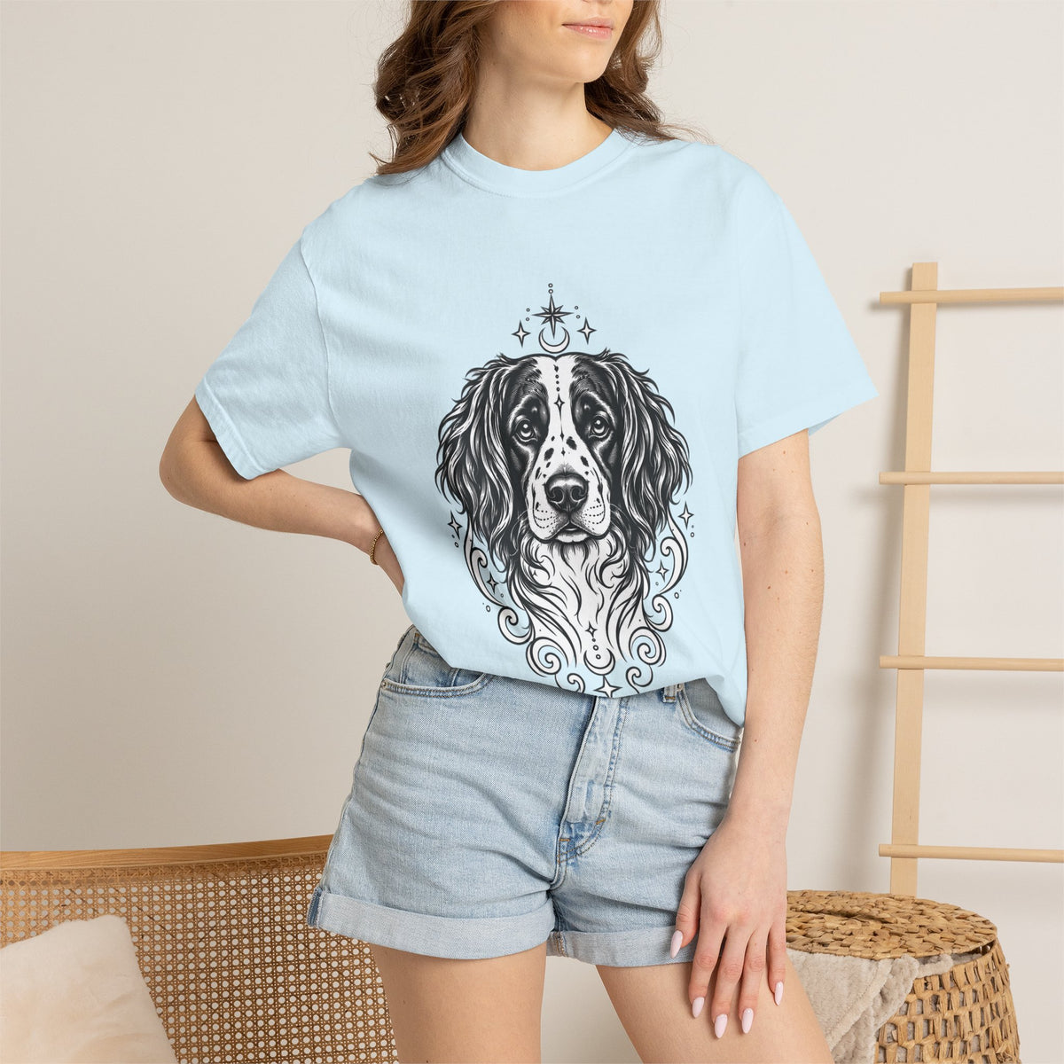 Mystical Stabyhoun Line Art T-Shirt — Minimal Dog Portrait Tee