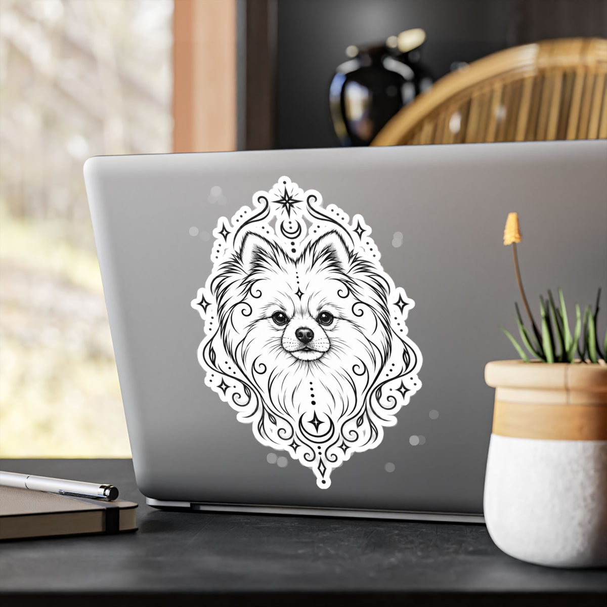 Mystical Pomeranian Mandala Sticker — Kiss-Cut Vinyl Decal
