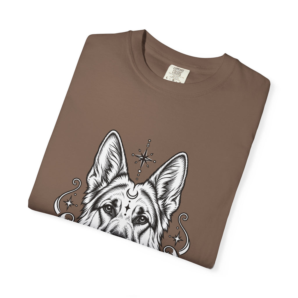 Mystical German Shepherd Line Art T-Shirt — Minimal Dog Portrait Tee