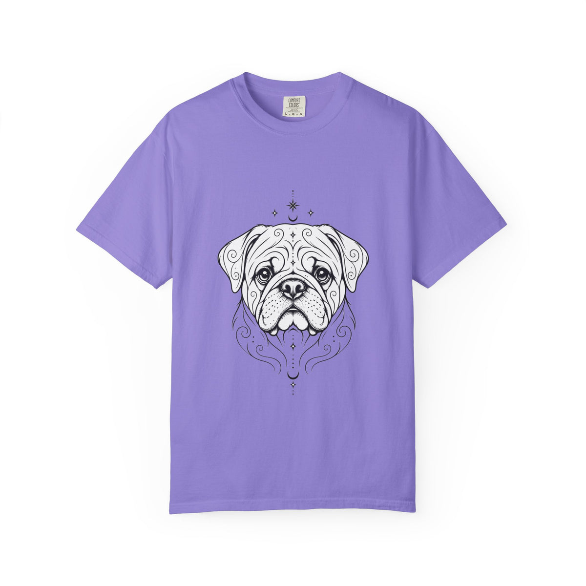 Mystical Pug Line Art T-Shirt — Minimal Dog Portrait Tee