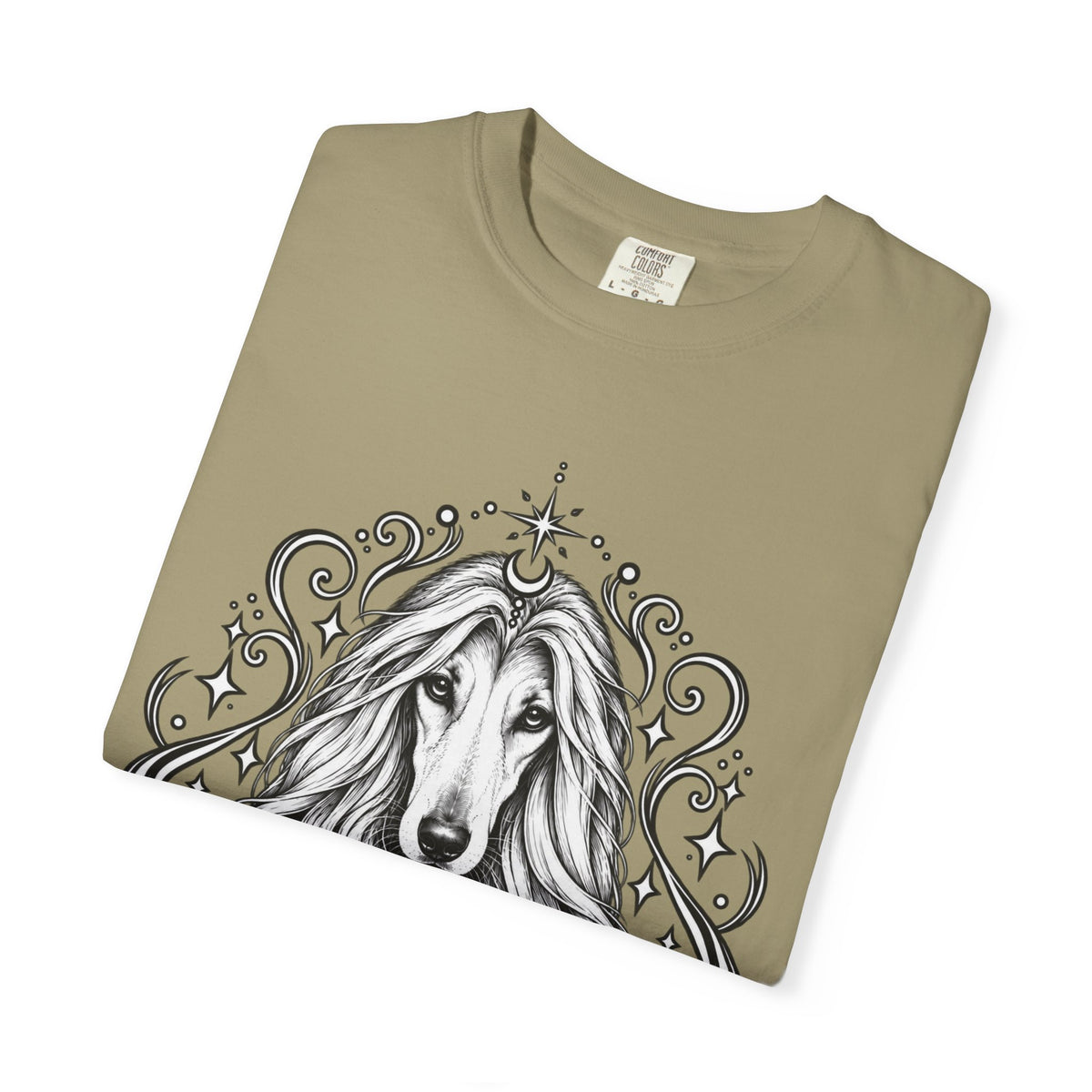 Mystical Afghan Hound Line Art T-Shirt — Minimal Dog Portrait Tee