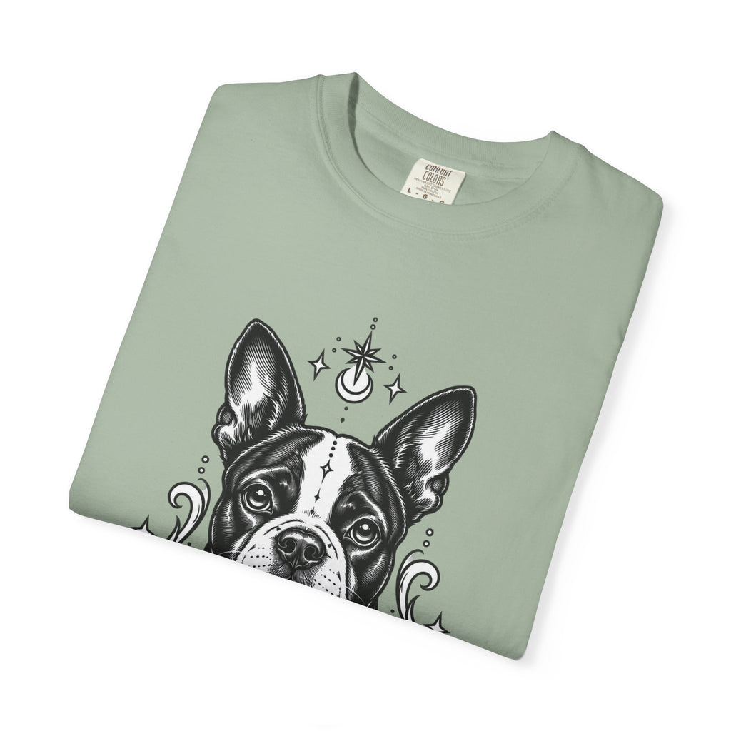 Mystical Boston Terrier Line Art T-Shirt — Minimal Dog Portrait Tee