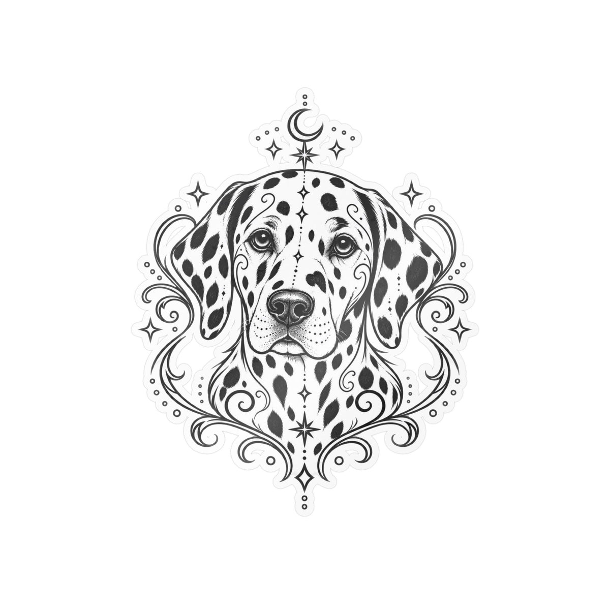 Mystical Dalmatian Mandala Sticker — Kiss-Cut Vinyl Decal