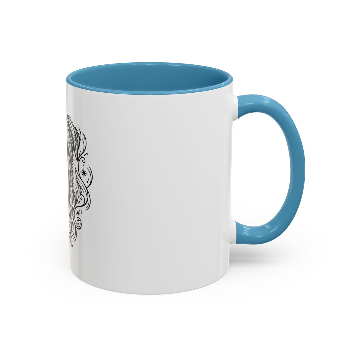 Mystical Irish Wolfhound Line Art Accent Coffee Mug – Mystical Dog Portrait 11/15oz
