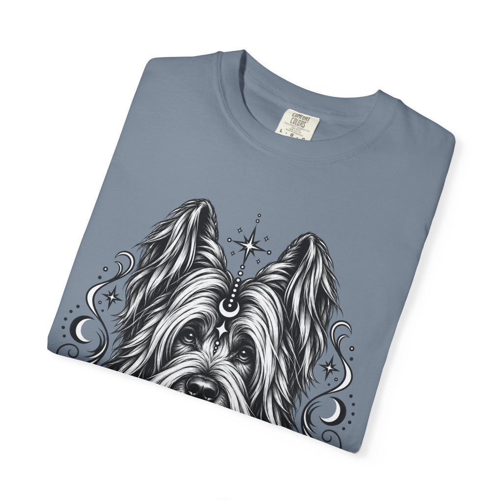 Mystical Briard Line Art T-Shirt — Minimal Dog Portrait Tee