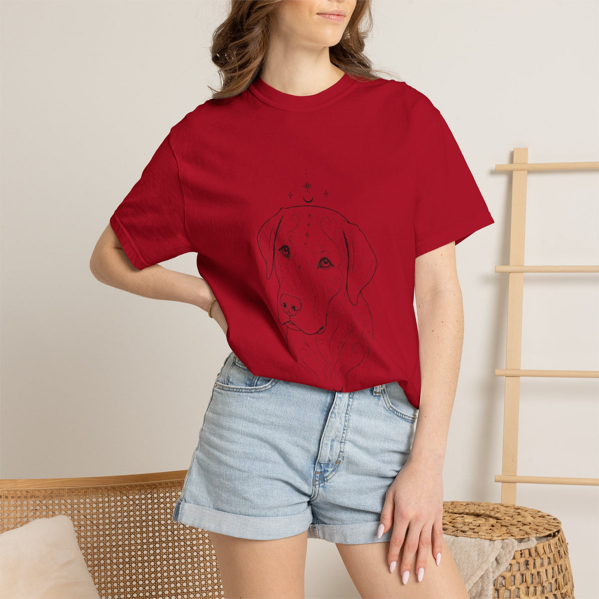 Mystical Labrador Retriever Line Art T-Shirt — Minimal Dog Portrait Tee