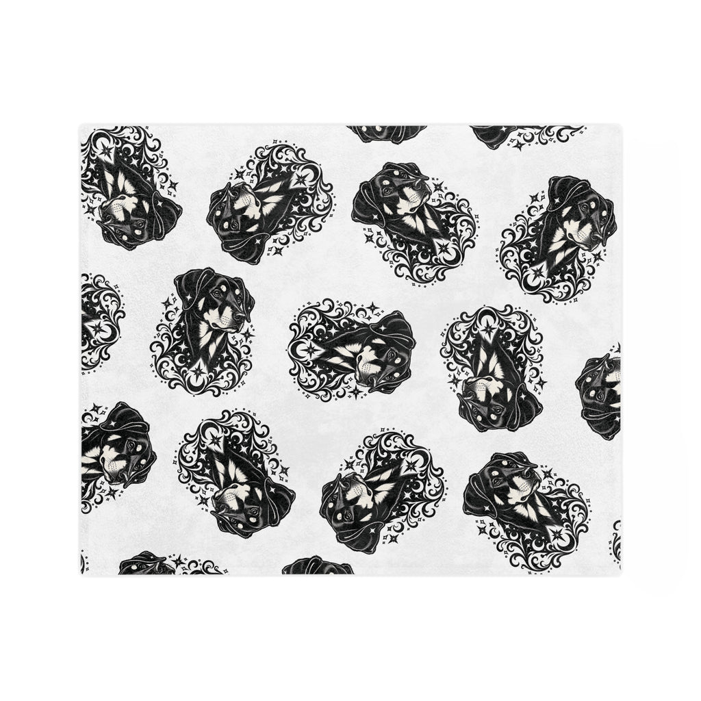 Mystical Beauceron NE FD Minimalist Velveteen Microfiber Blanket — Soft Neutral Pet Portrait Throw