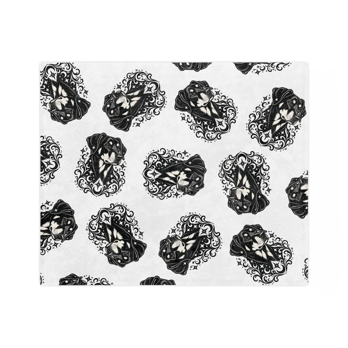 Mystical Beauceron NE FD Minimalist Velveteen Microfiber Blanket — Soft Neutral Pet Portrait Throw