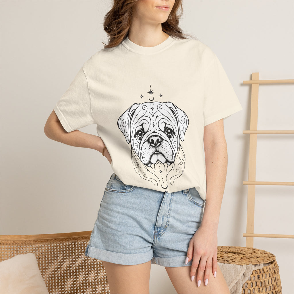 Mystical Pug Line Art T-Shirt — Minimal Dog Portrait Tee