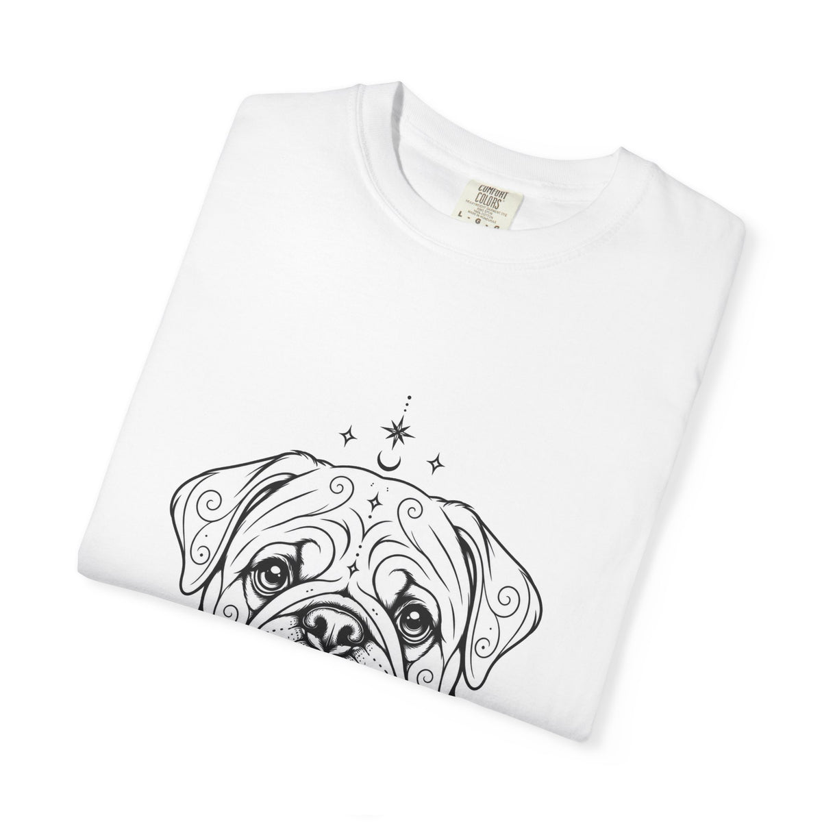 Mystical Pug Line Art T-Shirt — Minimal Dog Portrait Tee