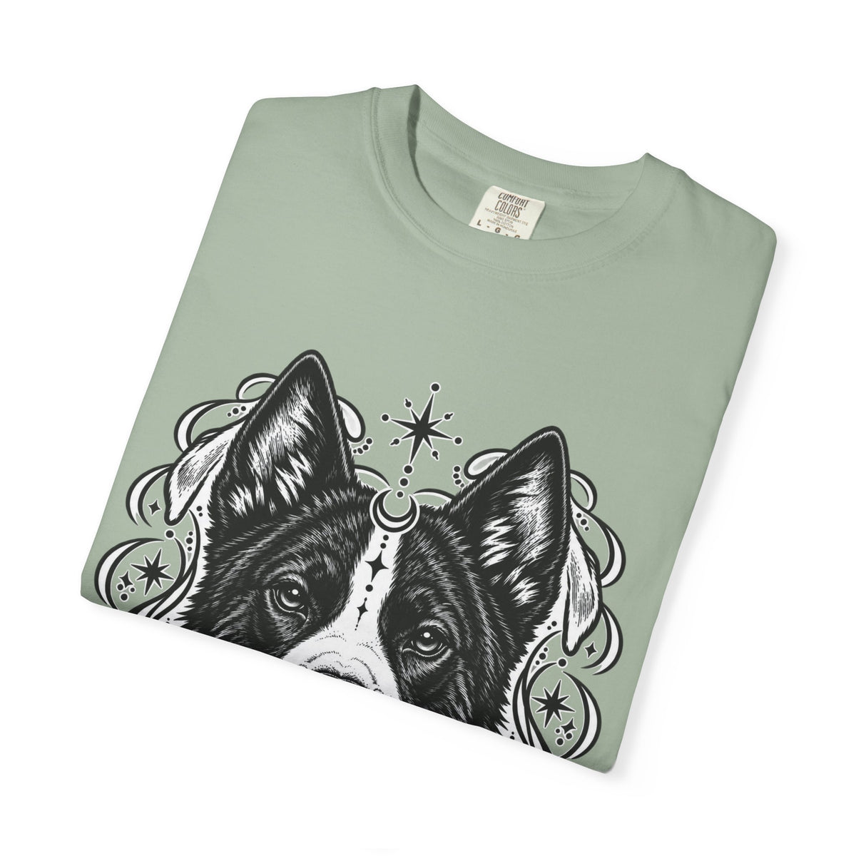 Mystical Karelian Bear Dog Line Art T-Shirt — Minimal Dog Portrait Tee
