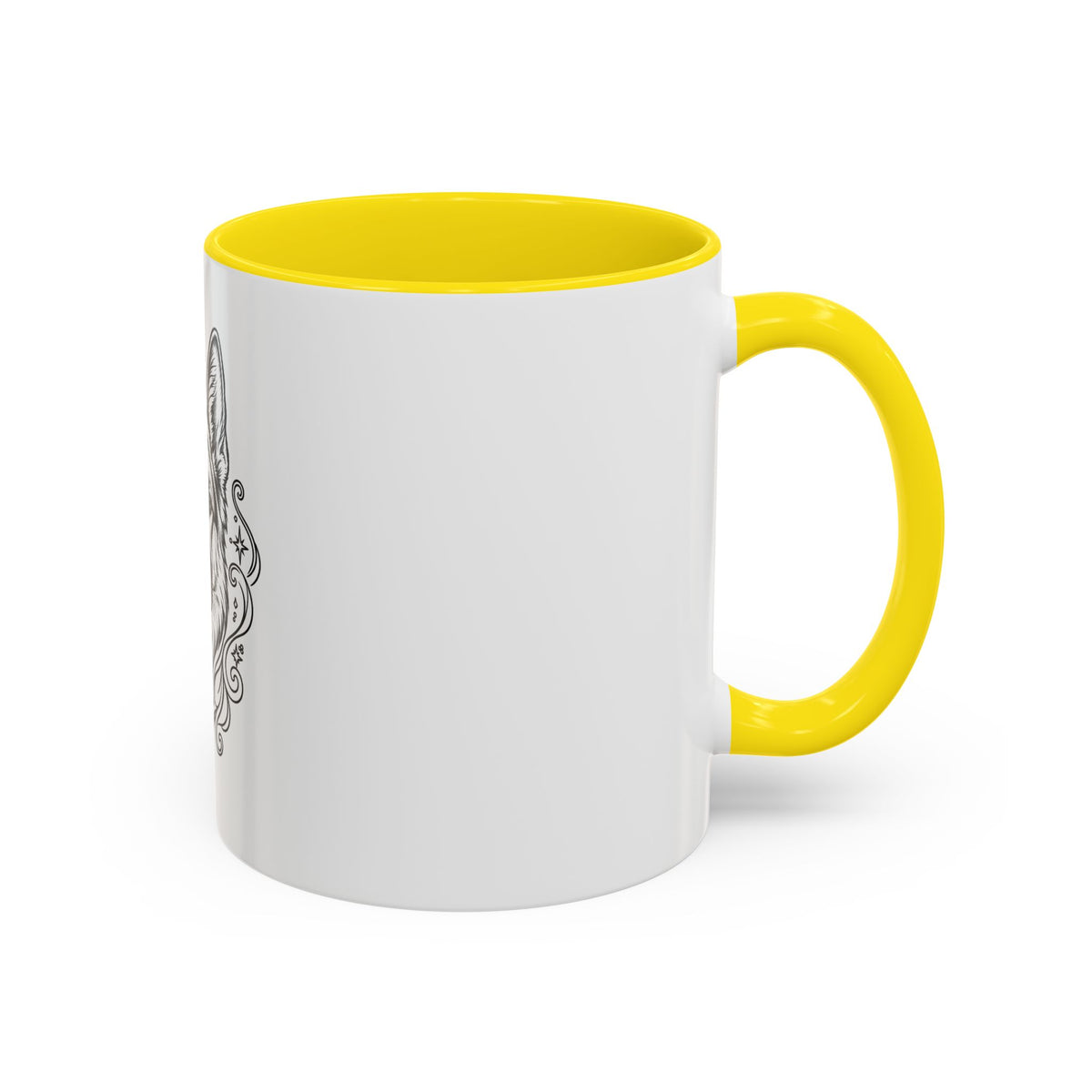 Mystical German Shepherd Line Art Accent Coffee Mug – Mystical Dog Portrait 11/15oz