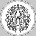 Mystical Afghan Hound Round Car Magnet — Boho Dog Face Sticker