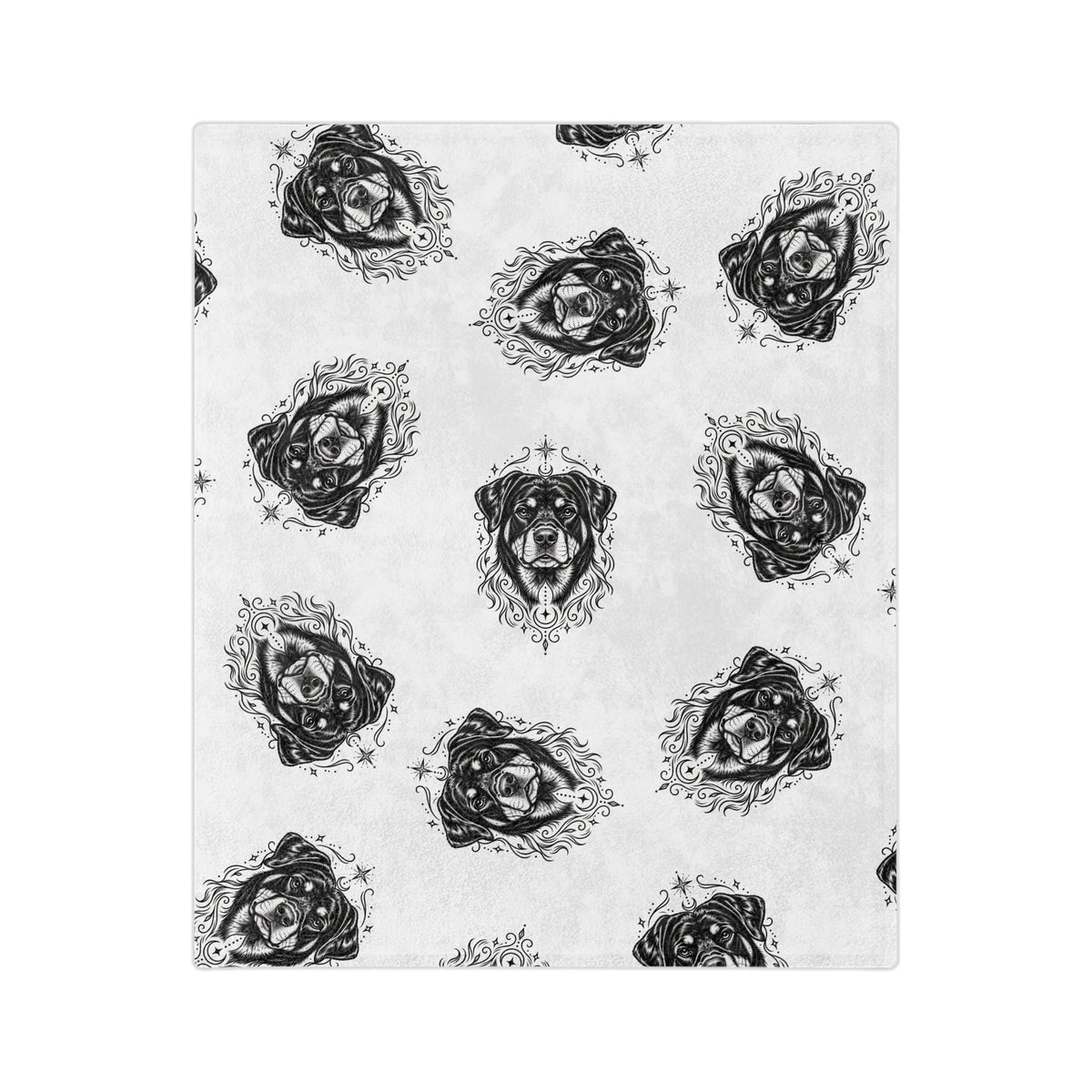 Mystical Rottweiler Minimalist Velveteen Microfiber Blanket — Soft Neutral Pet Portrait Throw