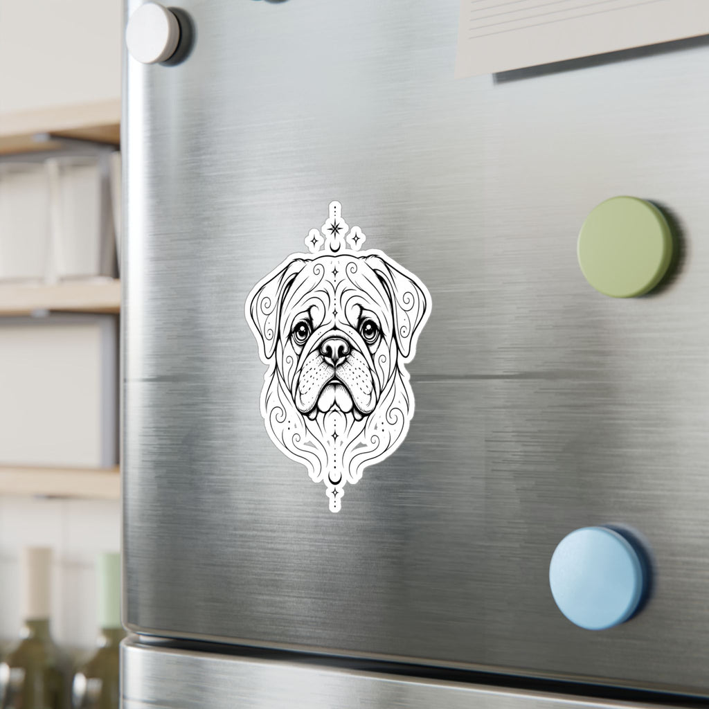 Mystical Pug Line Art Kiss-Cut Vinyl Sticker — Decorative Dog Portrait Decal