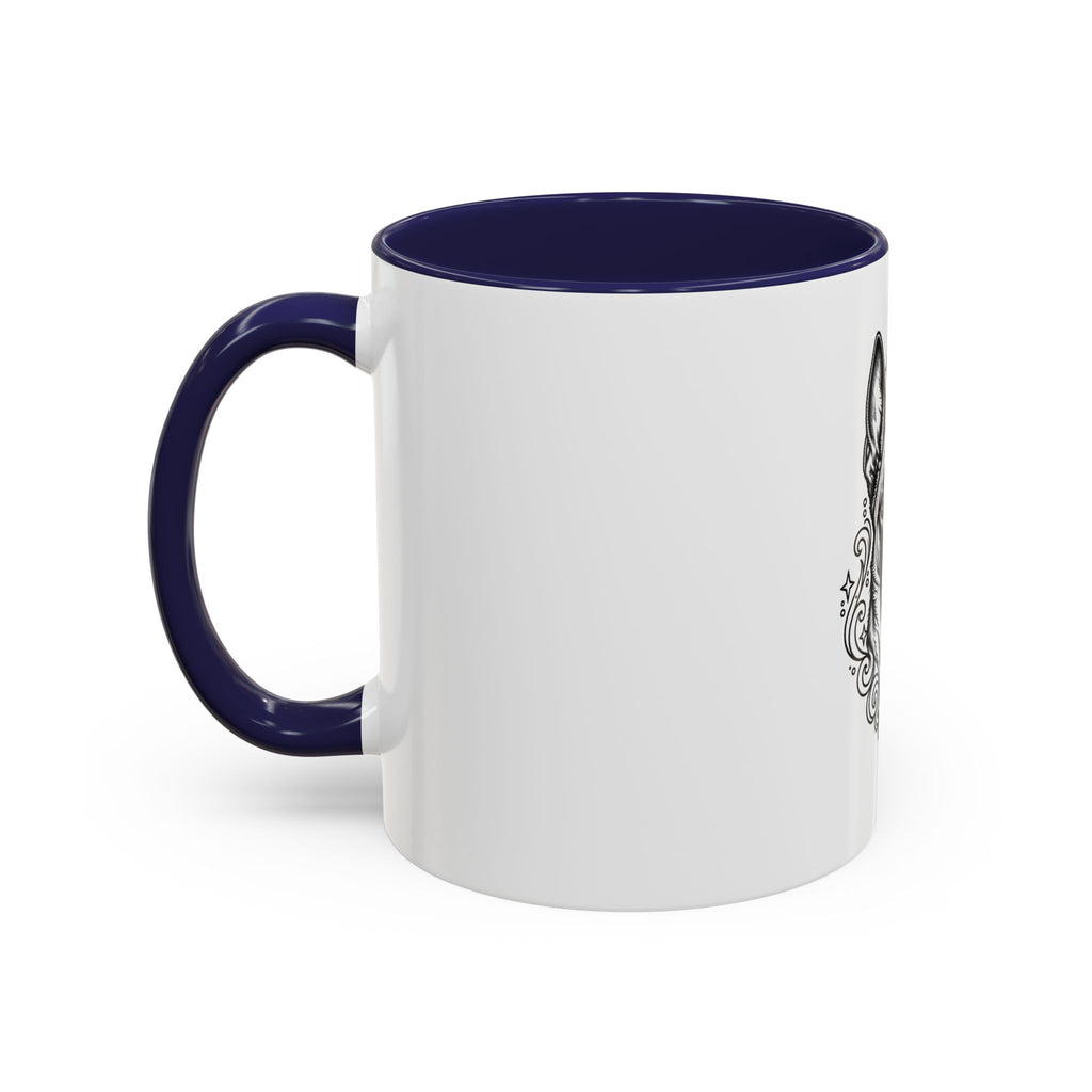Mystical Belgian Malinois Line Art Accent Coffee Mug – Mystical Dog Portrait 11/15oz