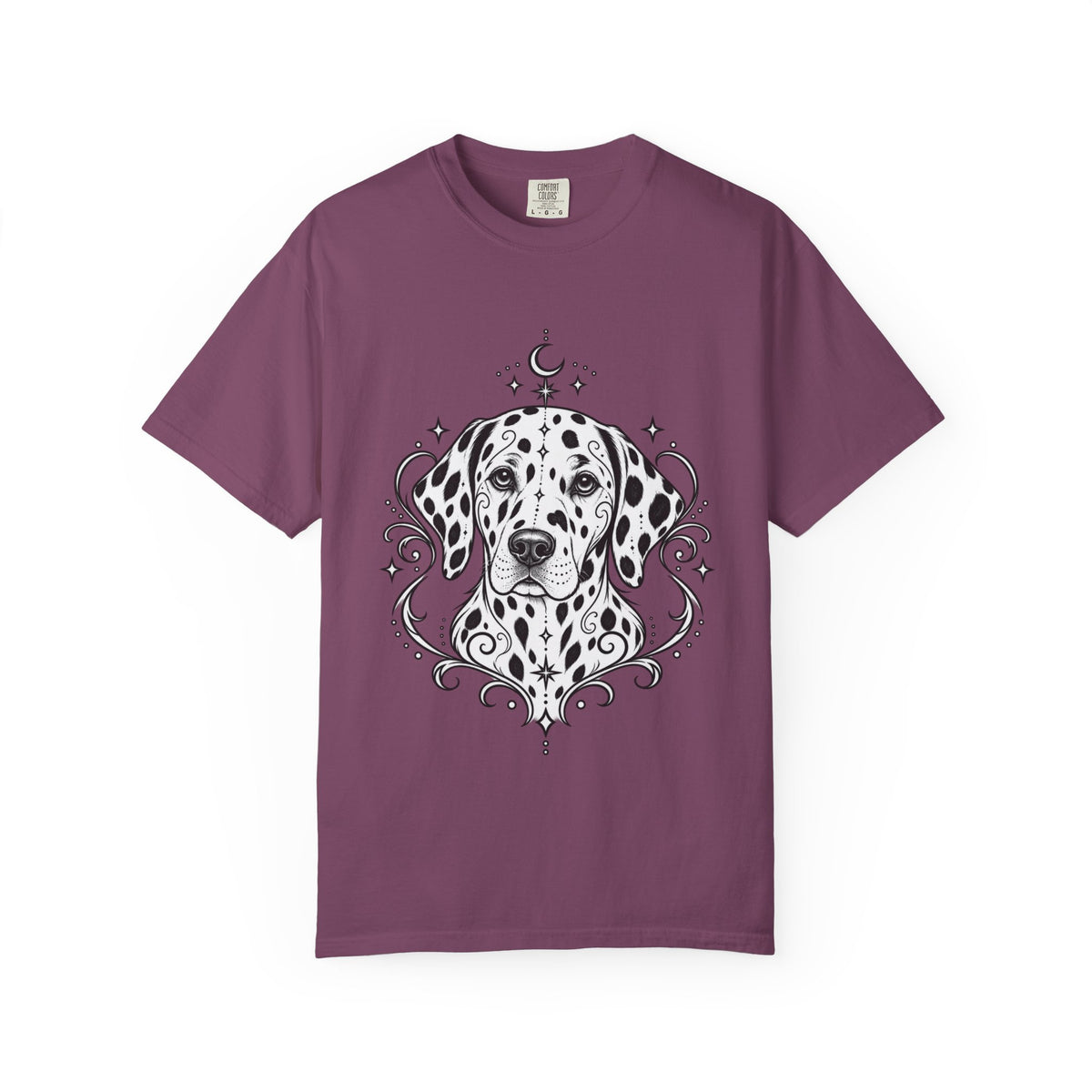 Mystical Dalmatian Line Art T-Shirt — Minimal Dog Portrait Tee