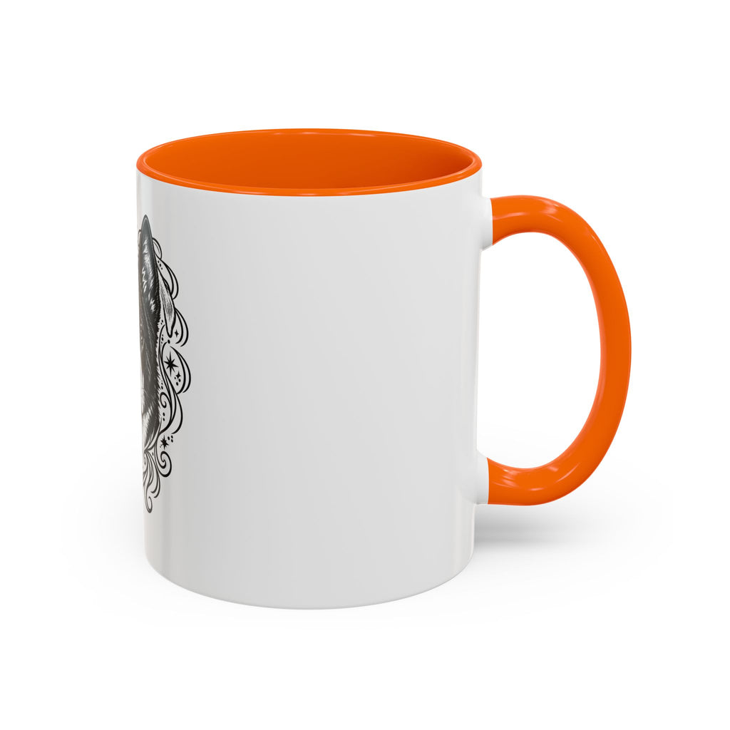 Mystical Karelian Bear Dog Line Art Accent Coffee Mug – Mystical Dog Portrait 11/15oz