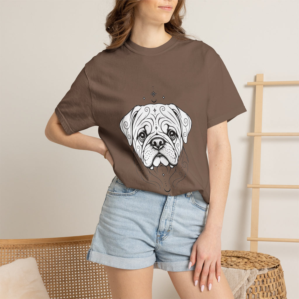 Mystical Pug Line Art T-Shirt — Minimal Dog Portrait Tee