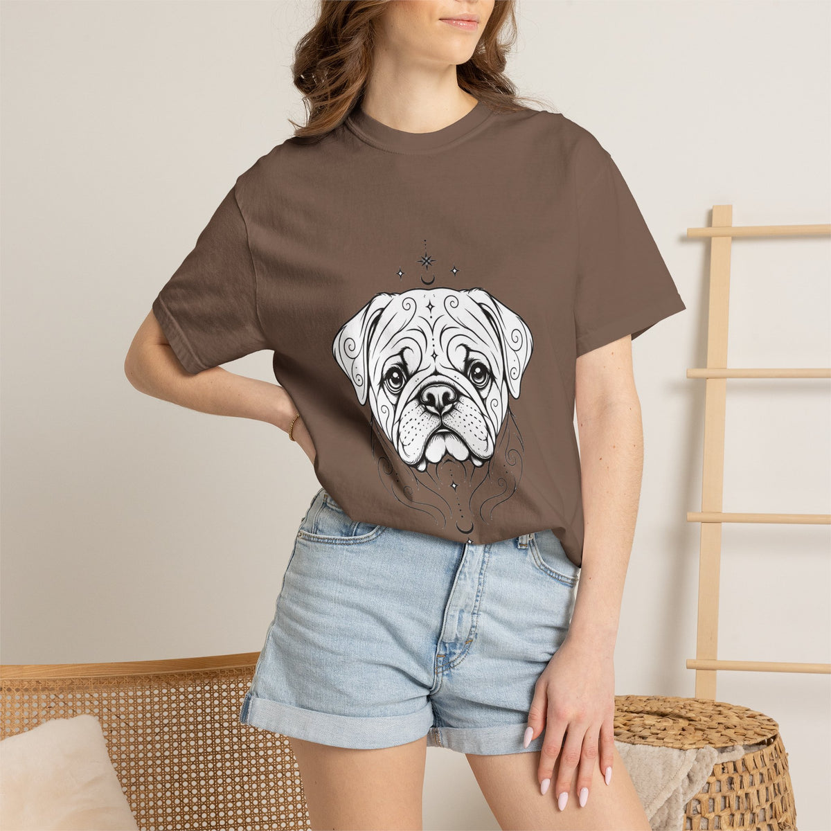 Mystical Pug Line Art T-Shirt — Minimal Dog Portrait Tee
