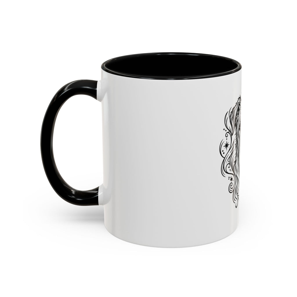 Mystical Irish Wolfhound Line Art Accent Coffee Mug – Mystical Dog Portrait 11/15oz
