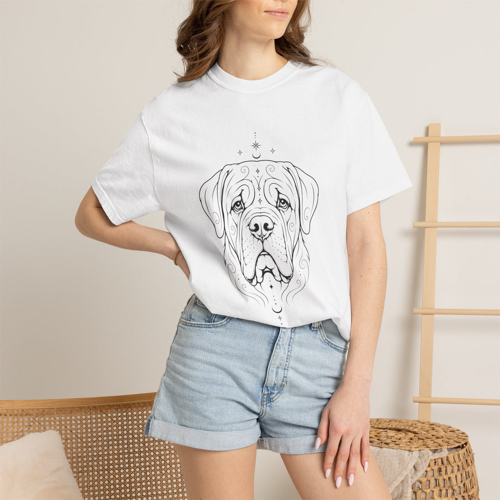 Mystical Mastiff Line Art T‑Shirt — Minimal Dog Portrait Tee
