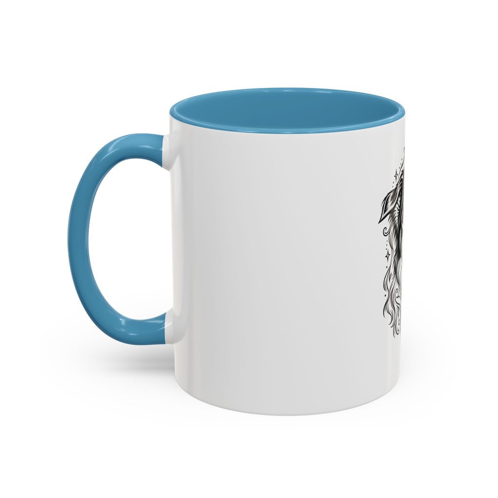 Mystical Border Collie LH Line Art Accent Coffee Mug – Mystical Dog Portrait 11/15oz