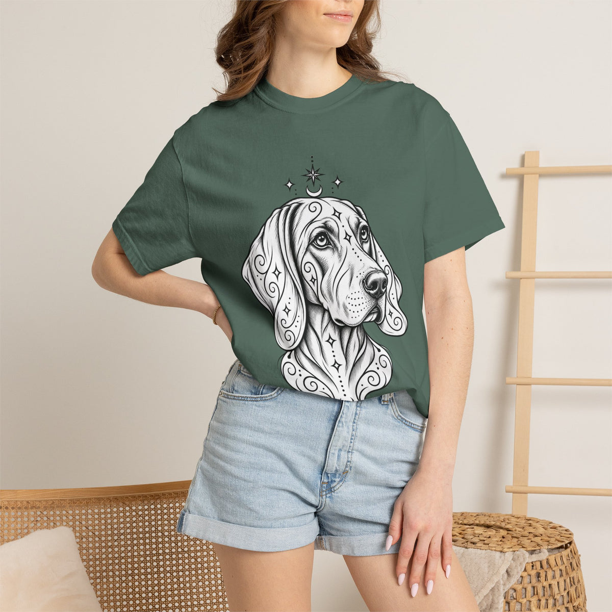 Mystical Weimaraner Line Art T-Shirt — Minimal Dog Portrait Tee