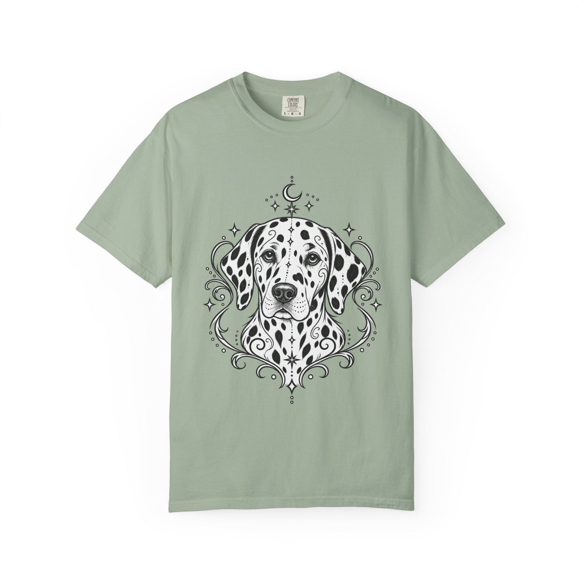 Mystical Dalmatian Line Art T-Shirt — Minimal Dog Portrait Tee