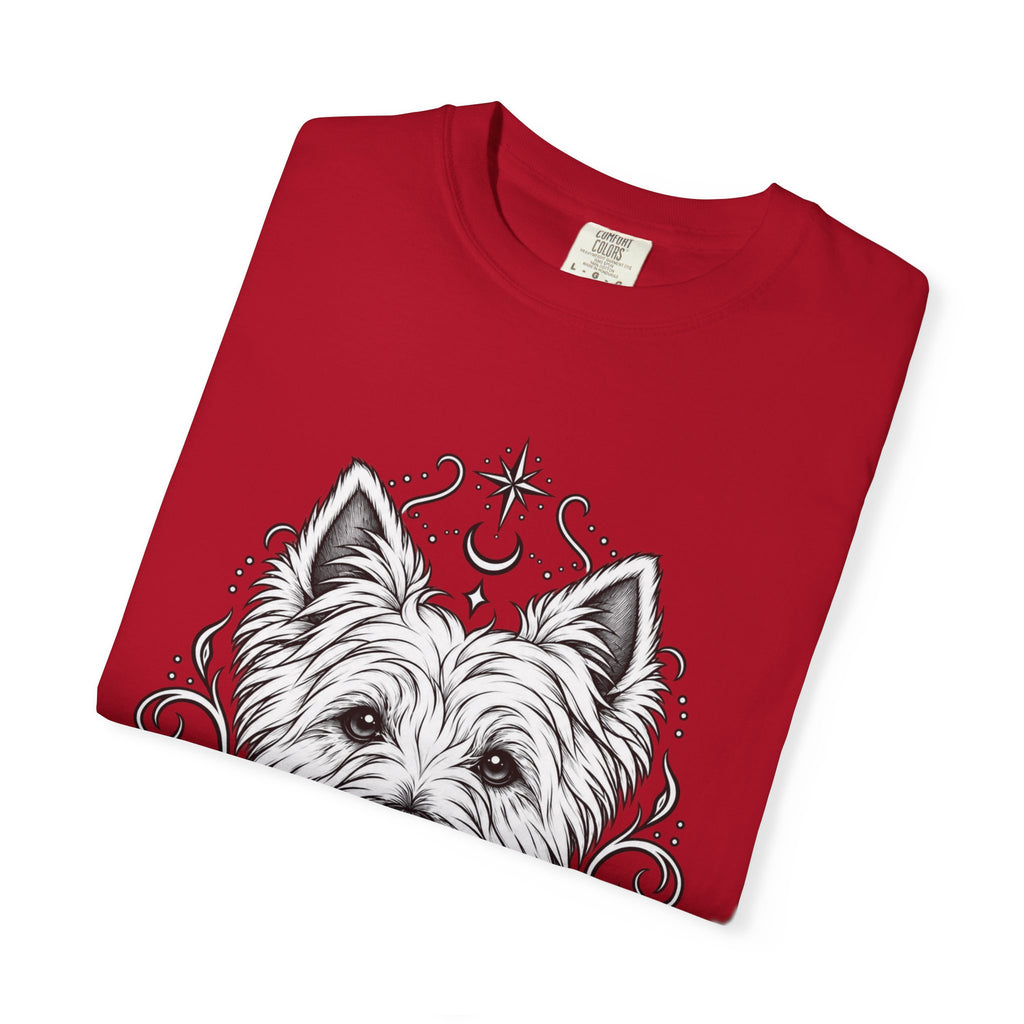 Mystical West Highland Terrier Line Art T-Shirt — Minimal Dog Portrait Tee